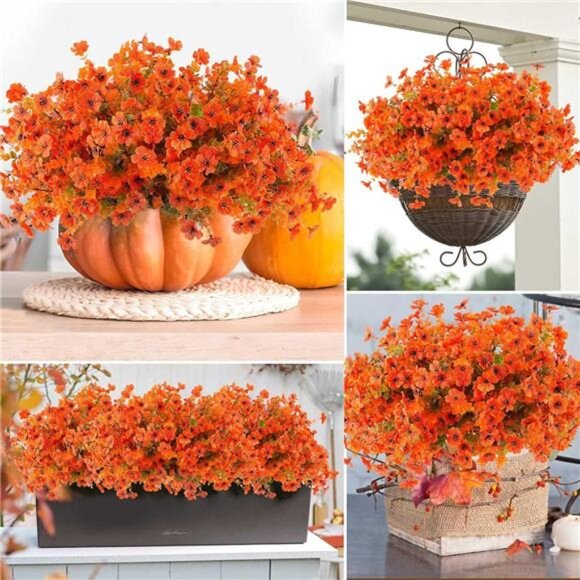 18 Pcs Artificial Mums Flowers Outdoor Plastic Fall Flowers Fake Mums Autumn - Picture 5 of 8
